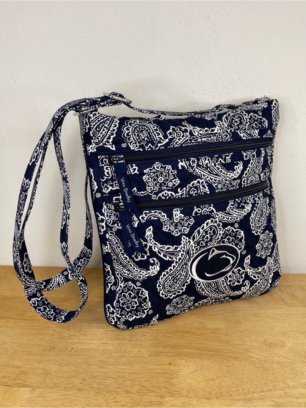 Vera Bradley Navy & White Paisley Pattern Penn State Hipster